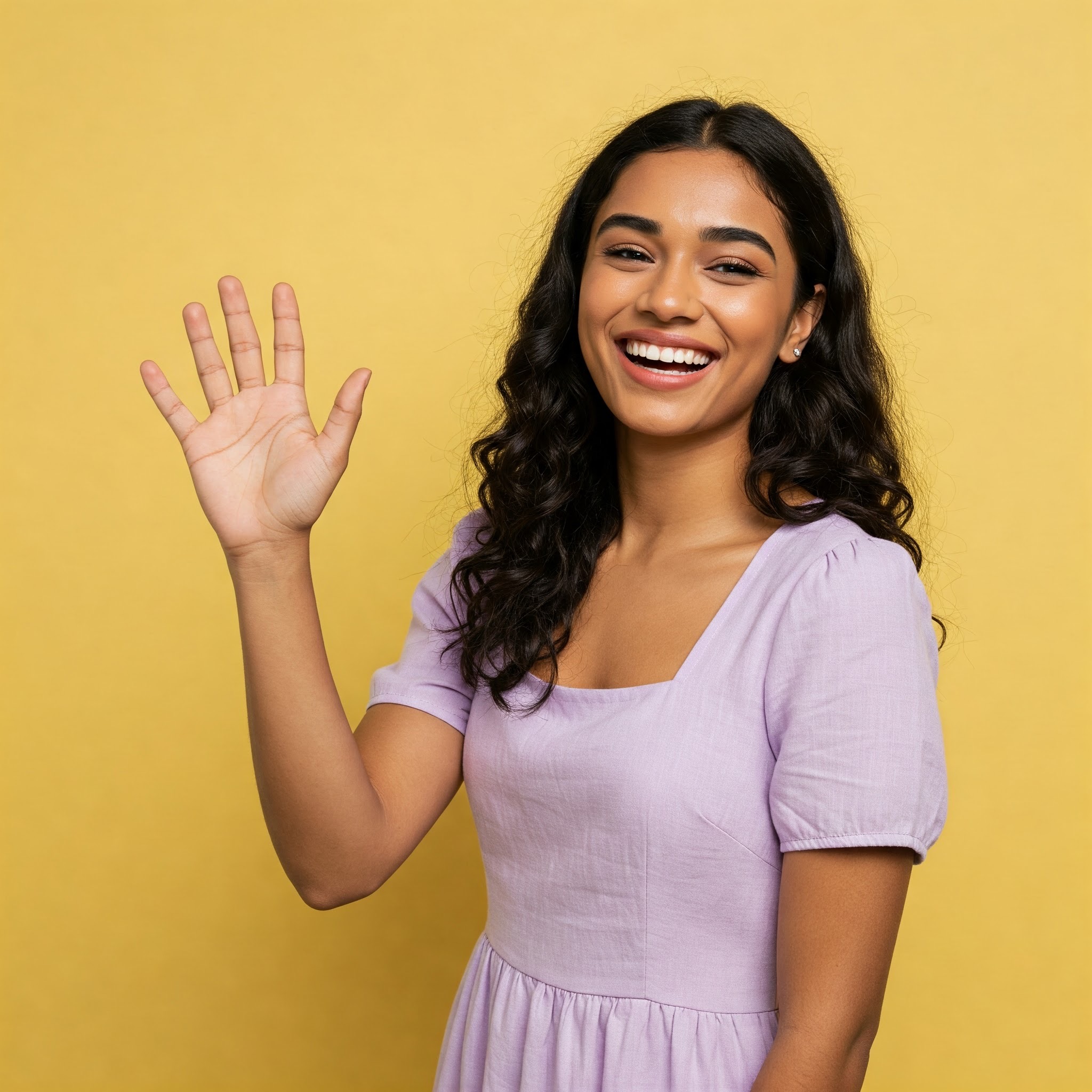 photo of Smiling Woman Waving